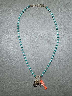 Turquoise Beaded Necklace with Charms